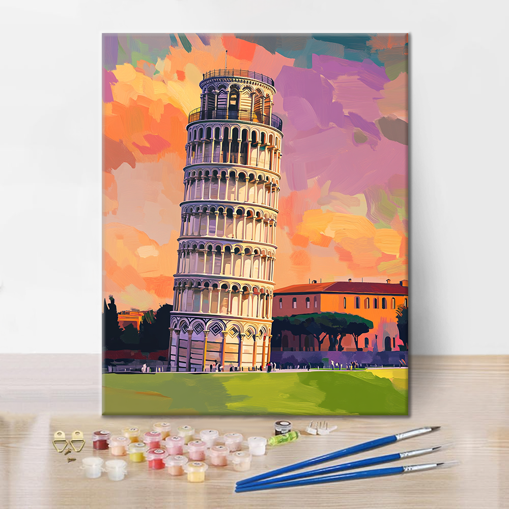 Schiefer Turm von Pisa - Malen nach Zahlen