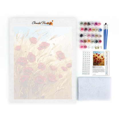 Tarweveld en bloemen – schilderen op nummer