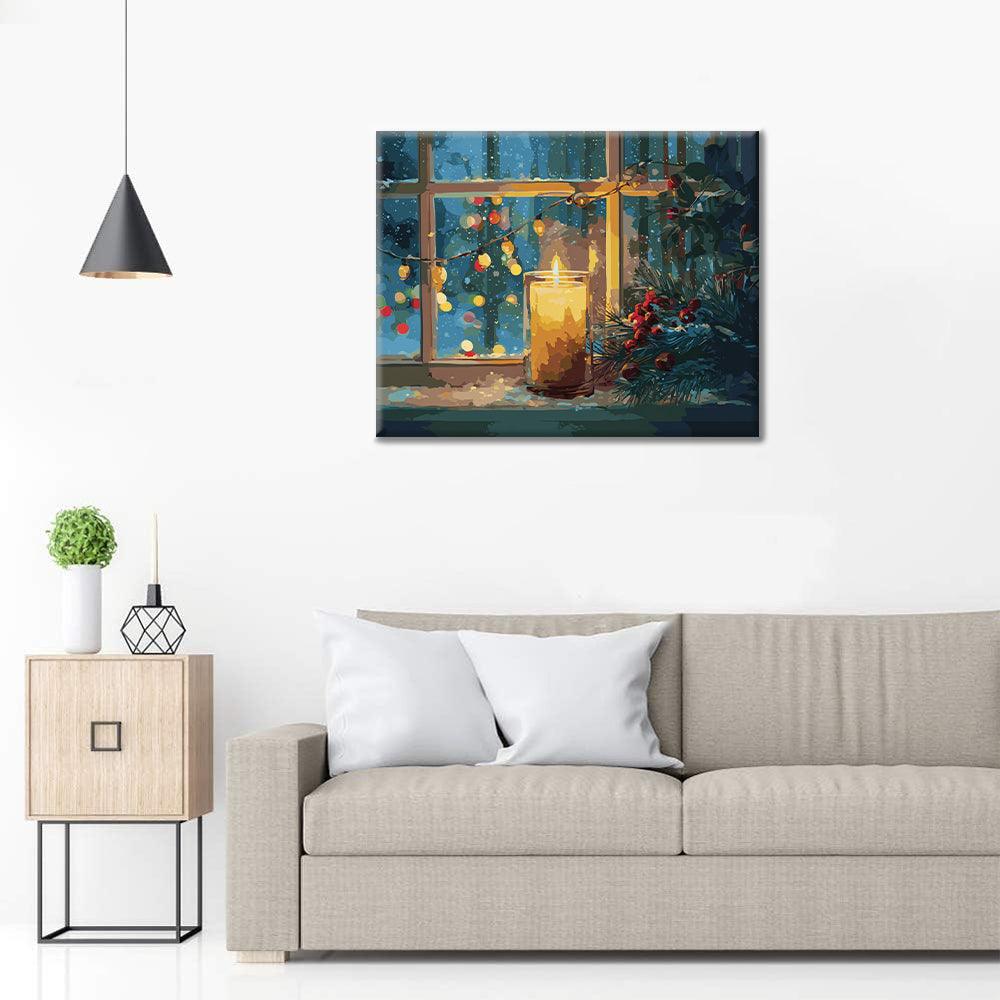 Weihnachtliches Kerzenlicht – Malen nach Zahlen