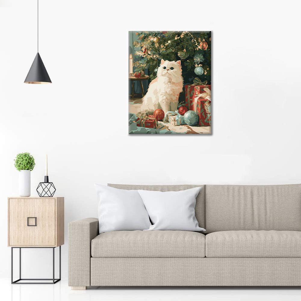 Weihnachtskatze – Malen nach Zahlen