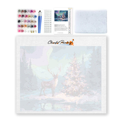 Rentier und Weihnachtsbaum – Malen nach Zahlen