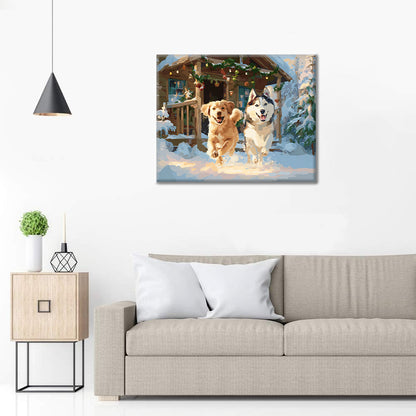 Schneehunde – Malen nach Zahlen