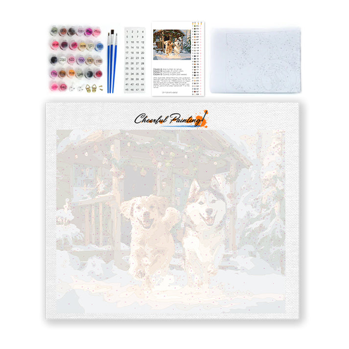 Schneehunde – Malen nach Zahlen