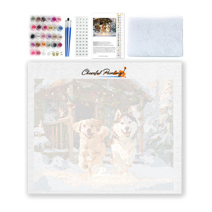 Schneehunde – Malen nach Zahlen