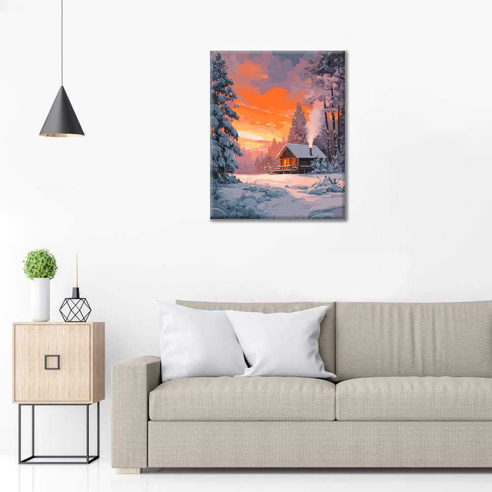 Winterhütte – Malen nach Zahlen