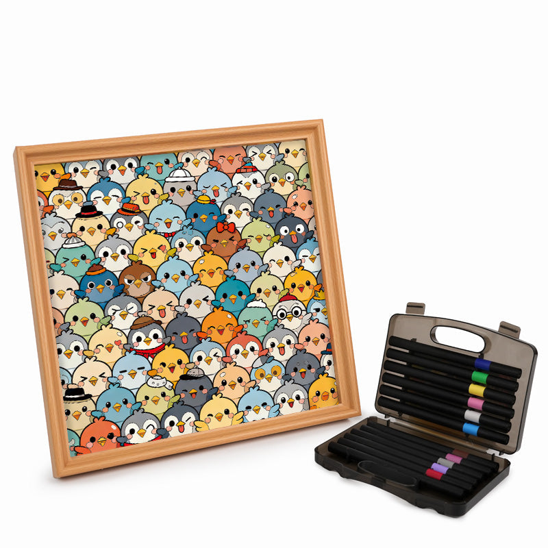 Vögel – Ausmalpuzzle aus Holz