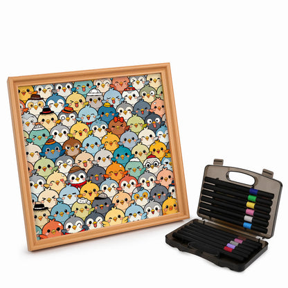 Vögel – Ausmalpuzzle aus Holz