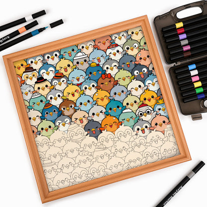 Vögel – Ausmalpuzzle aus Holz