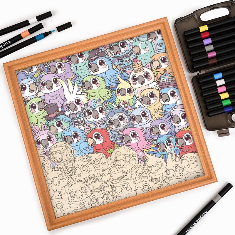 Wellensittich - Ausmalpuzzle aus Holz