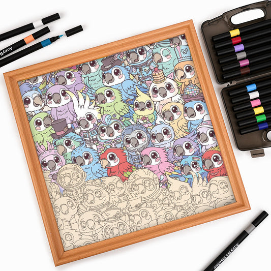 Wellensittich - Ausmalpuzzle aus Holz