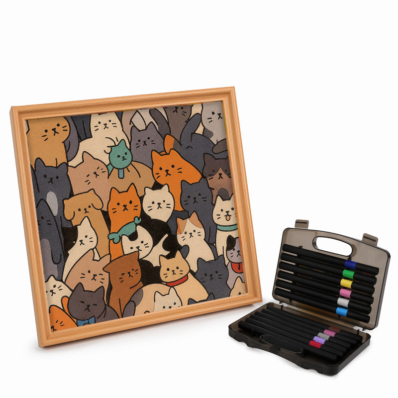 Katzen II – Ausmalpuzzle aus Holz