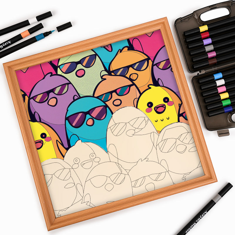 Coole Vögel – Ausmalpuzzle aus Holz