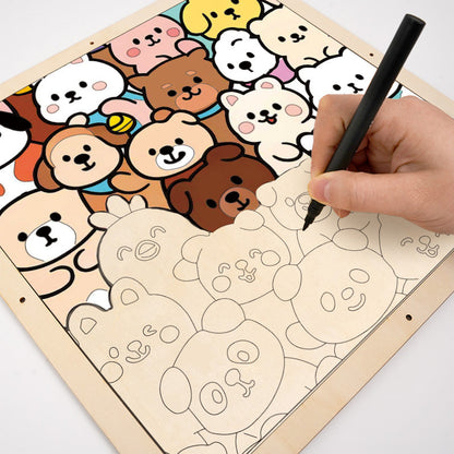 Waldgefährten – Ausmalpuzzle aus Holz