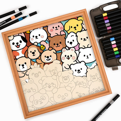 Waldgefährten – Ausmalpuzzle aus Holz