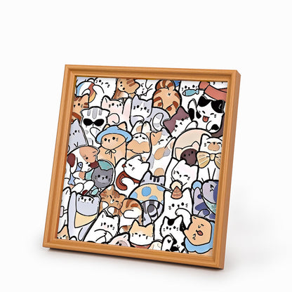 Faule Katzen – Ausmalpuzzle aus Holz