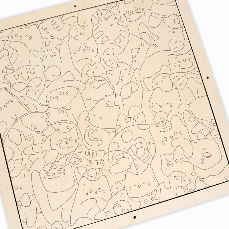 Faule Katzen – Ausmalpuzzle aus Holz