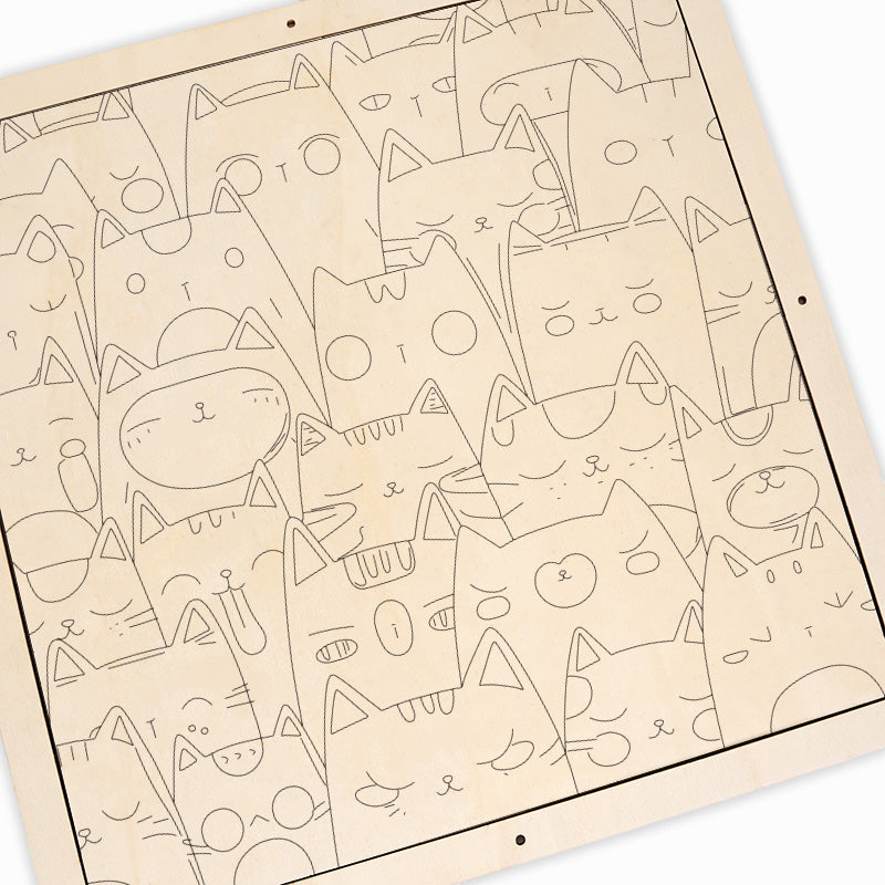 Linienkätzchen – Ausmalpuzzle aus Holz