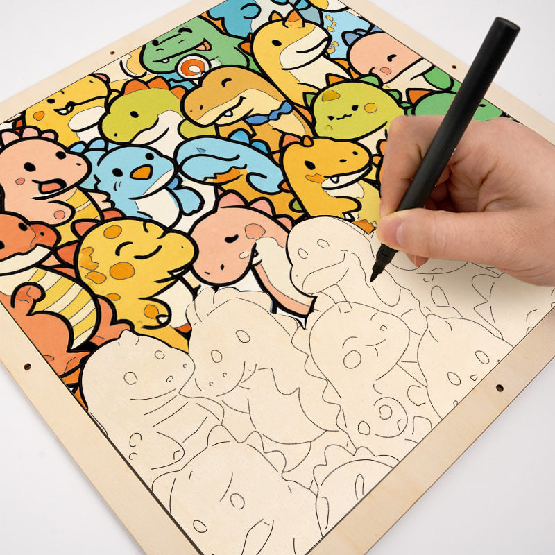 Kleiner Drache – Ausmalpuzzle aus Holz