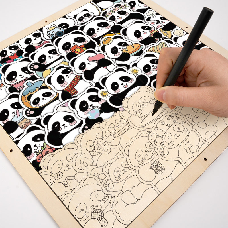 Panda III – Ausmalpuzzle aus Holz