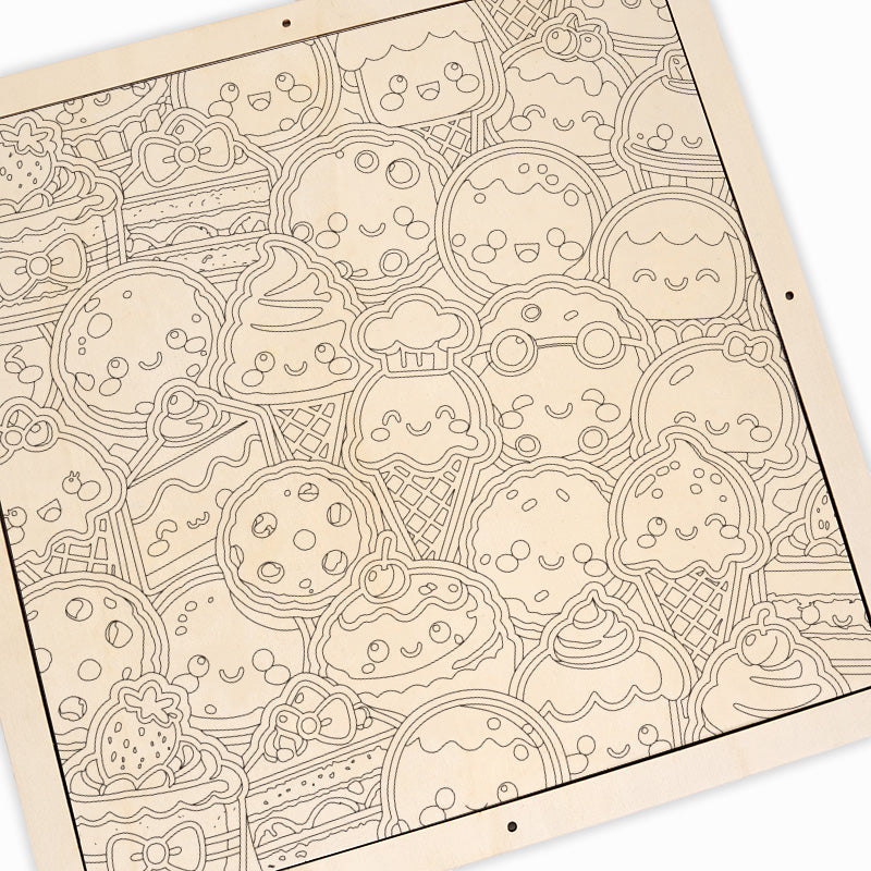 Süße Leckereien – Ausmalpuzzle aus Holz