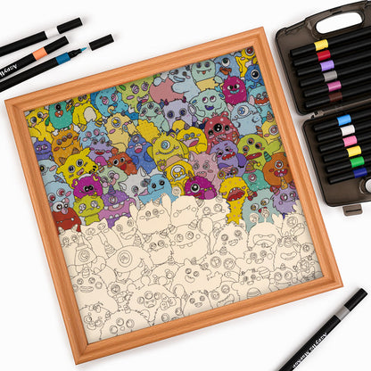 Kleines Monster – Ausmalpuzzle aus Holz