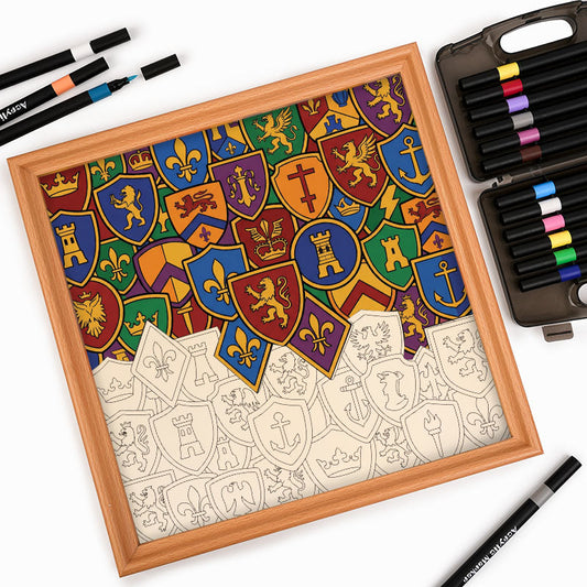Abzeichensammlung – Ausmalpuzzle aus Holz