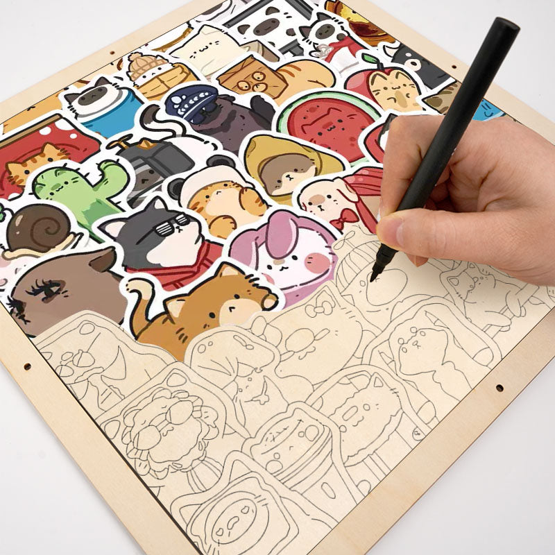 Fröhliche Haustiere – Ausmalpuzzle aus Holz