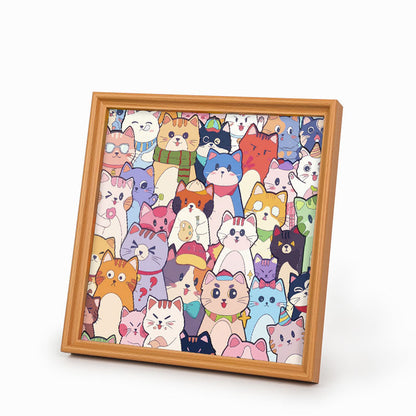 Verspielte Katzen – Ausmalpuzzle aus Holz