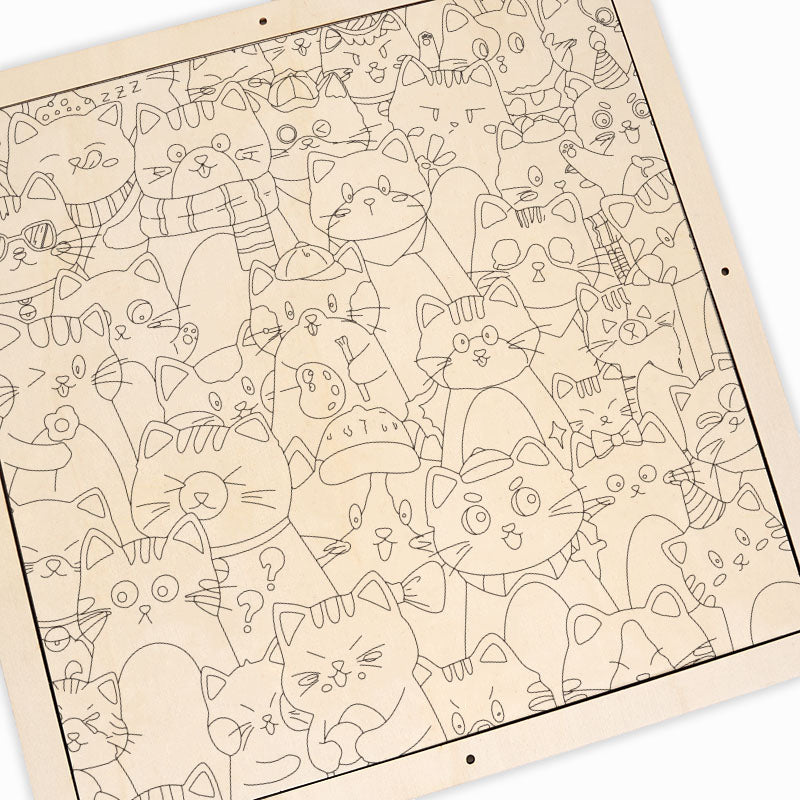 Verspielte Katzen – Ausmalpuzzle aus Holz