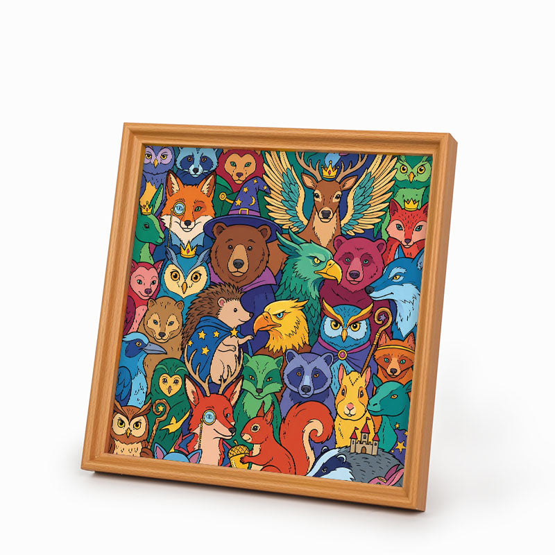 Verzauberte Waldtiere – Ausmalpuzzle aus Holz