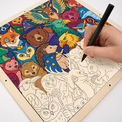 Verzauberte Waldtiere – Ausmalpuzzle aus Holz