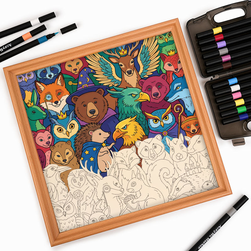 Verzauberte Waldtiere – Ausmalpuzzle aus Holz