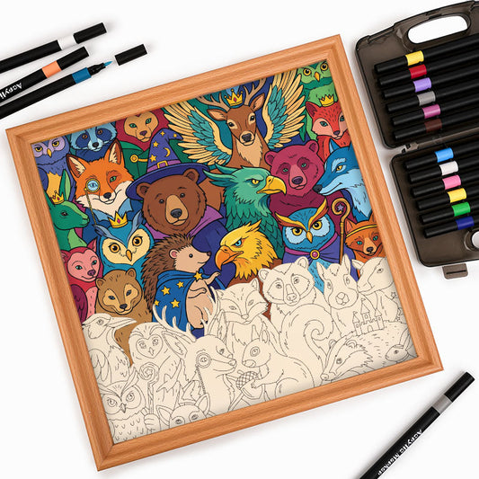 Verzauberte Waldtiere – Ausmalpuzzle aus Holz