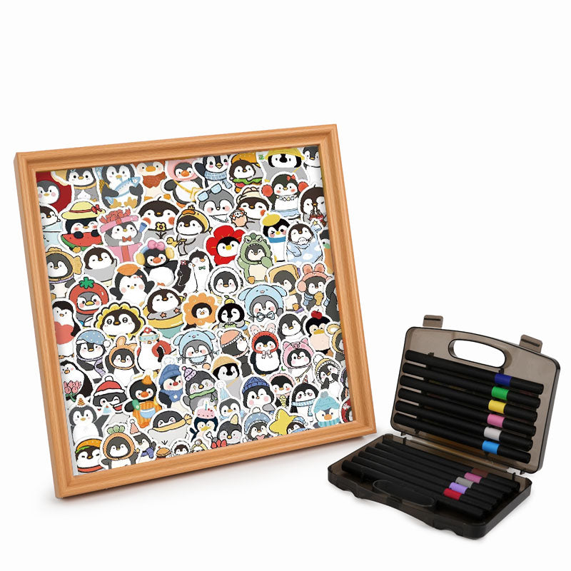 Lustige Pinguine – Ausmalpuzzle aus Holz