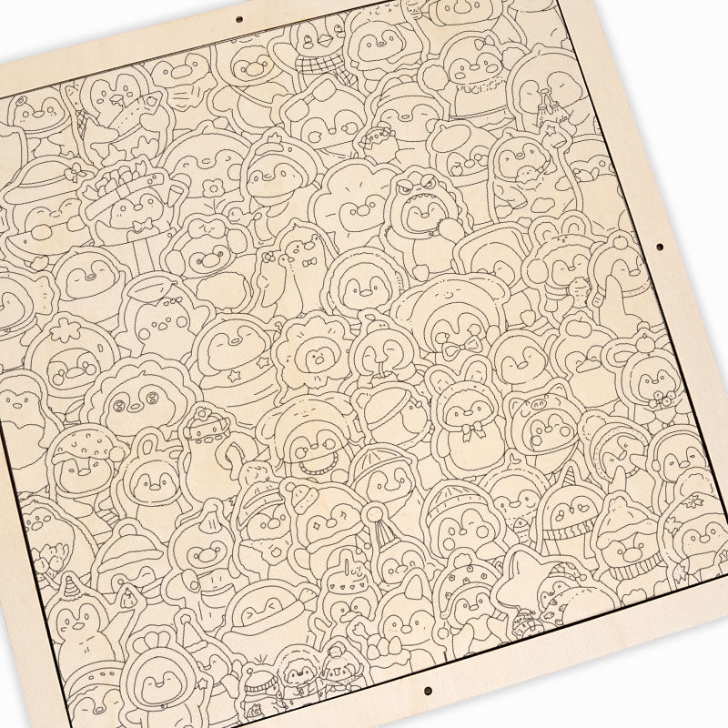 Lustige Pinguine – Ausmalpuzzle aus Holz