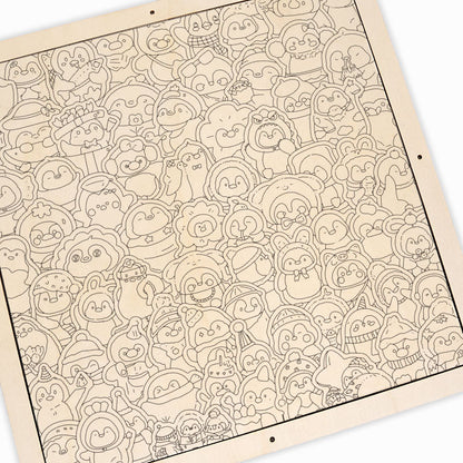 Lustige Pinguine – Ausmalpuzzle aus Holz