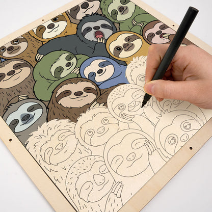 Faultiere – Ausmalpuzzle aus Holz