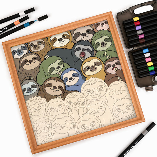 Faultiere – Ausmalpuzzle aus Holz