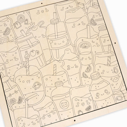 Niedliche Säfte – Ausmalpuzzle aus Holz