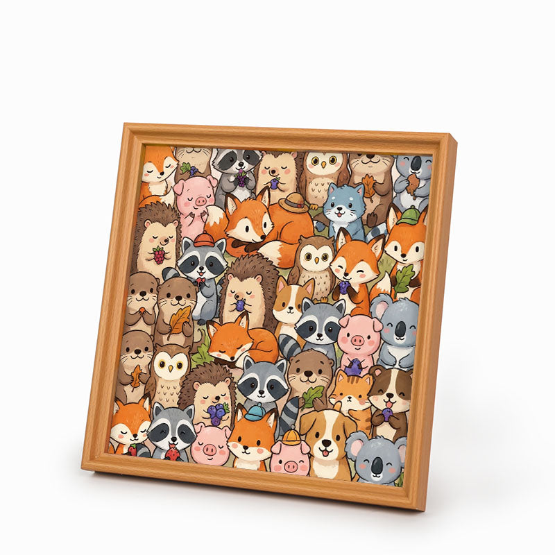 Niedliche kleine Tiere – Ausmalpuzzle aus Holz