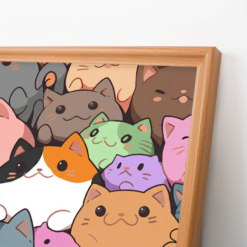 Runde kleine Kätzchen – Ausmalpuzzle aus Holz