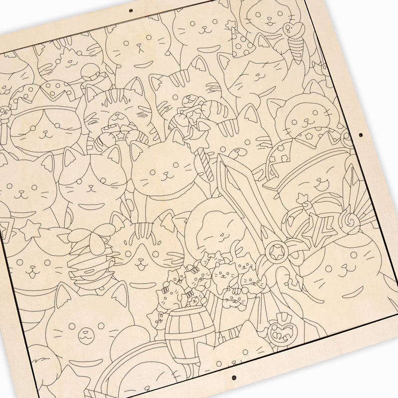Magische Kätzchen – Ausmalpuzzle aus Holz