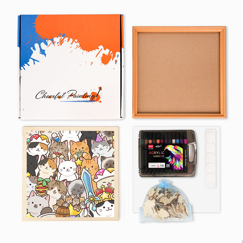 Magische Kätzchen – Ausmalpuzzle aus Holz