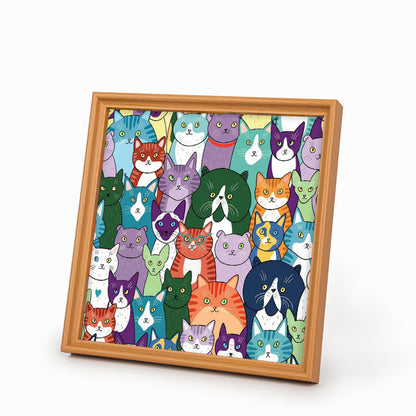 Seltsame Katzen – Ausmalpuzzle aus Holz