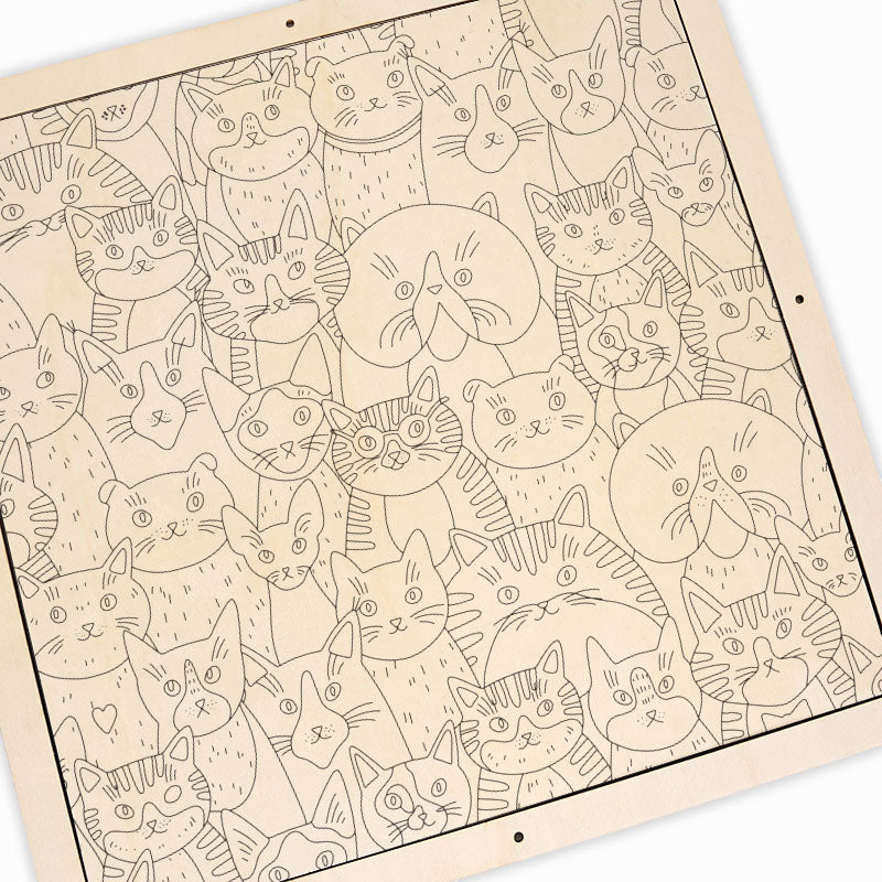 Seltsame Katzen – Ausmalpuzzle aus Holz