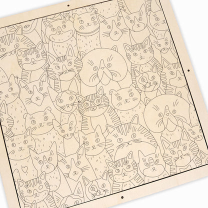 Seltsame Katzen – Ausmalpuzzle aus Holz