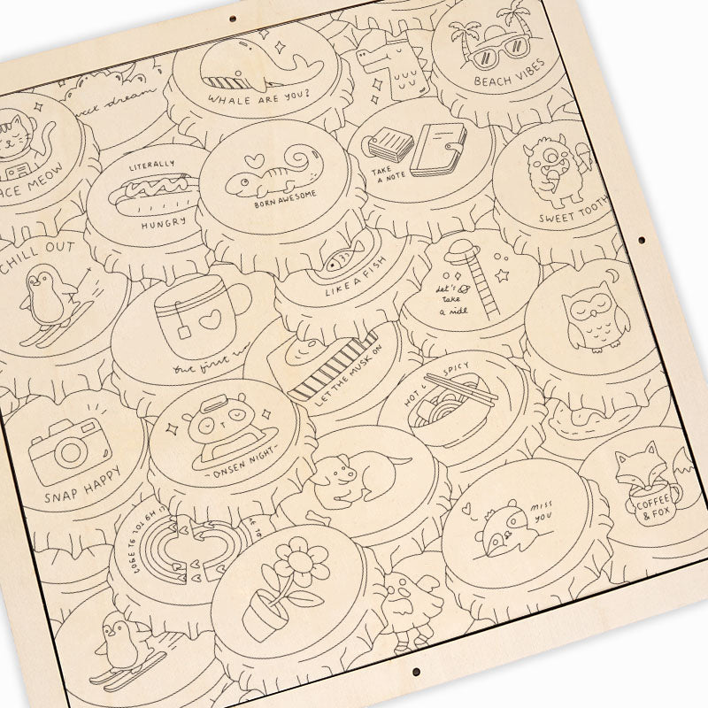 Bunte Kappen – Ausmalpuzzle aus Holz