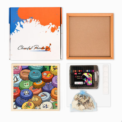 Bunte Kappen – Ausmalpuzzle aus Holz