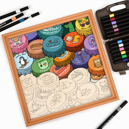 Bunte Kappen – Ausmalpuzzle aus Holz