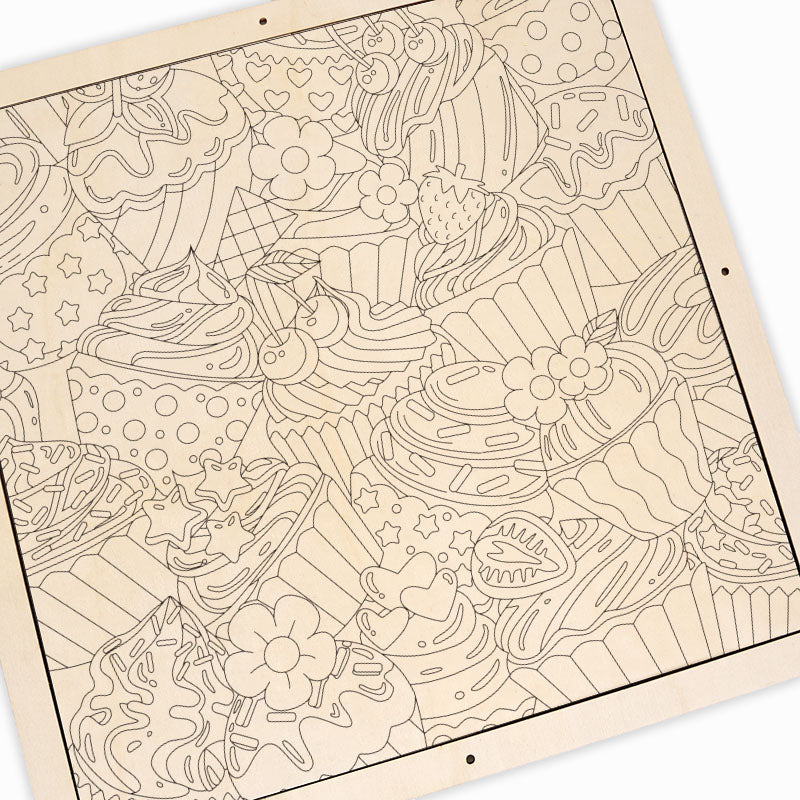 Niedliche Cupcakes – Ausmalpuzzle aus Holz